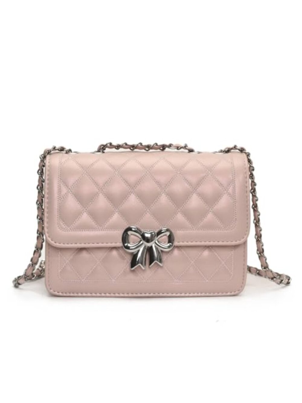 Small Vegan Leather Crossbody Bag Quilted Chain Strap Shoulder Purse